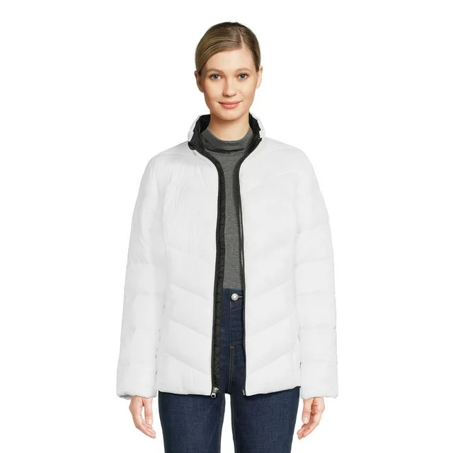Time and Tru Women's Chevron Puffer Jacket, Sizes XS-3X | Walmart (US)