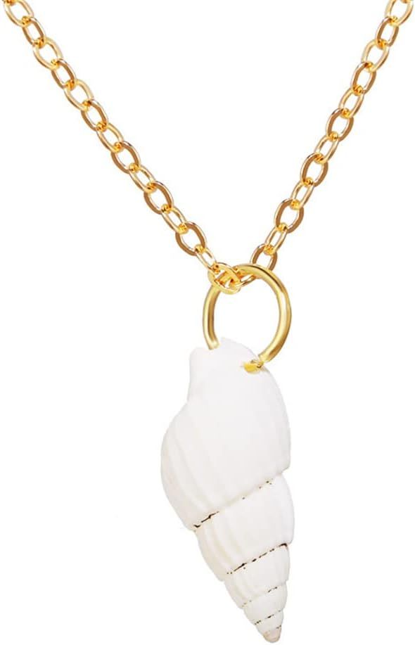 Natural Seashell Shell Scallop Conch Pendant Necklace Boho Braided Rattan Shell Pendant 18K Real ... | Amazon (US)
