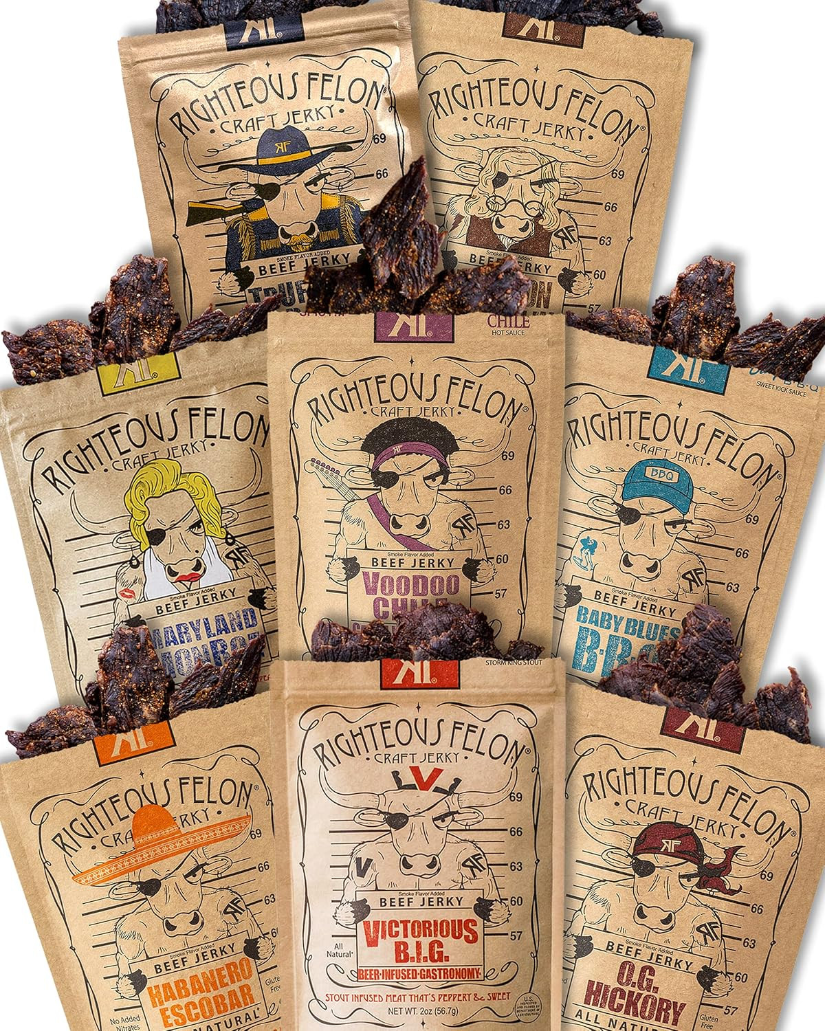 Righteous Felon Beef Jerky Variety Pack & Jerky Gift basket For Men | Gluten Free, High Protein, ... | Amazon (US)