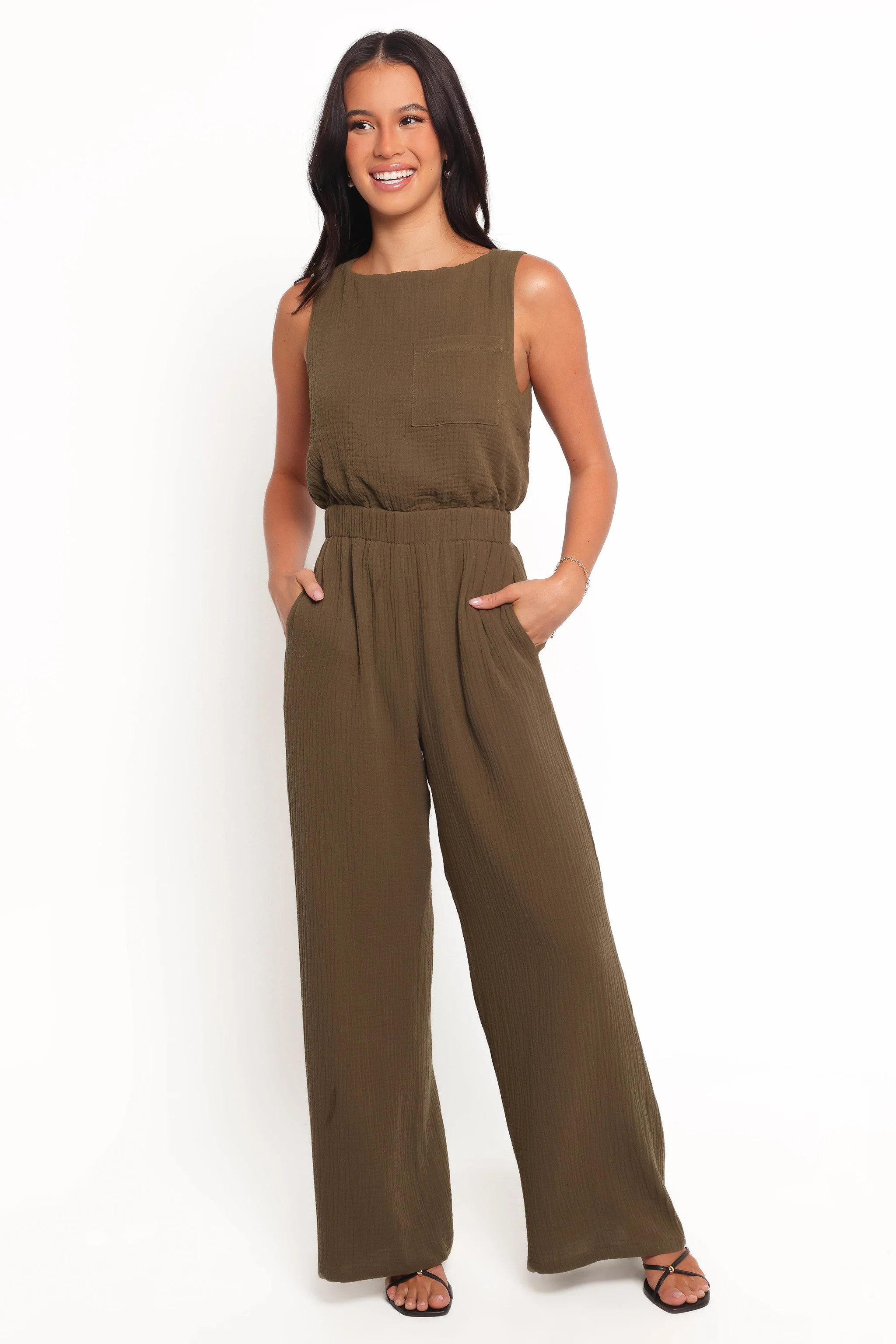 Brenna Cotton Jumpsuit - Olive | Petal & Pup (US)