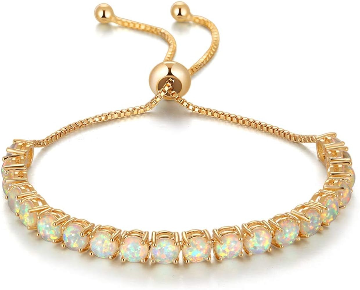 CiNily Adjustable Silver Plated Opal Tennis Bracelet for Women Girls - Fashion Jewelry Gift | Opa... | Amazon (US)