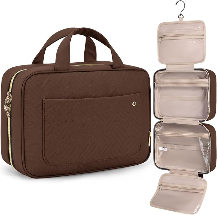 BAGSMART Toiletry Bag Travel Bag with Hanging Hook, Water-resistant Makeup Cosmetic Bag Travel Or... | Amazon (US)
