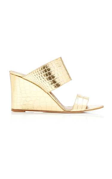 Metallic Croc-Effect Leather Sandals | Moda Operandi (Global)