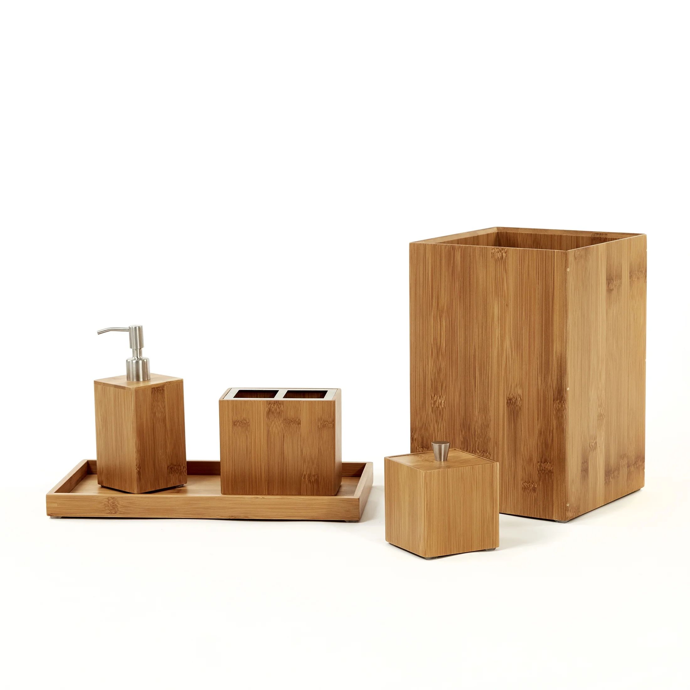 Seville Classics 5-Piece Bamboo Bath and Vanity Luxury Bathroom Essentials Accessory Set | Walmart (US)