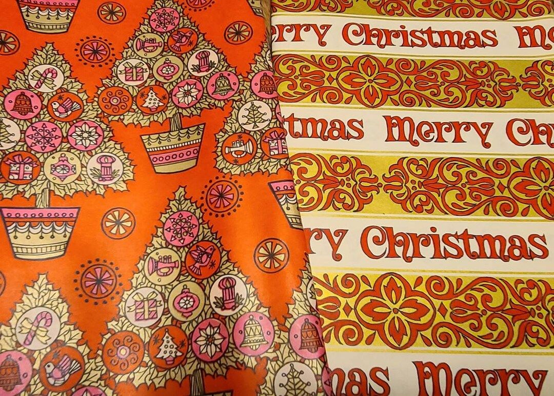 1960's Vintage Christmas Gift Wrap-Wrapping Paper-Vintage Christmas Ephemera-Christmas Decor-Chri... | Etsy (US)
