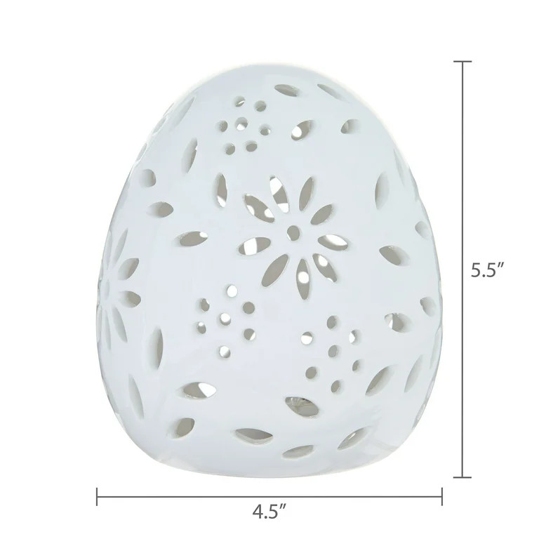 Small Light-Up Ceramic Egg Decoration, White, Easter by Way To Celebrate | Walmart (US)