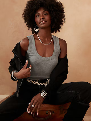 Ribbed Scoop-Neck Tank | Banana Republic Factory