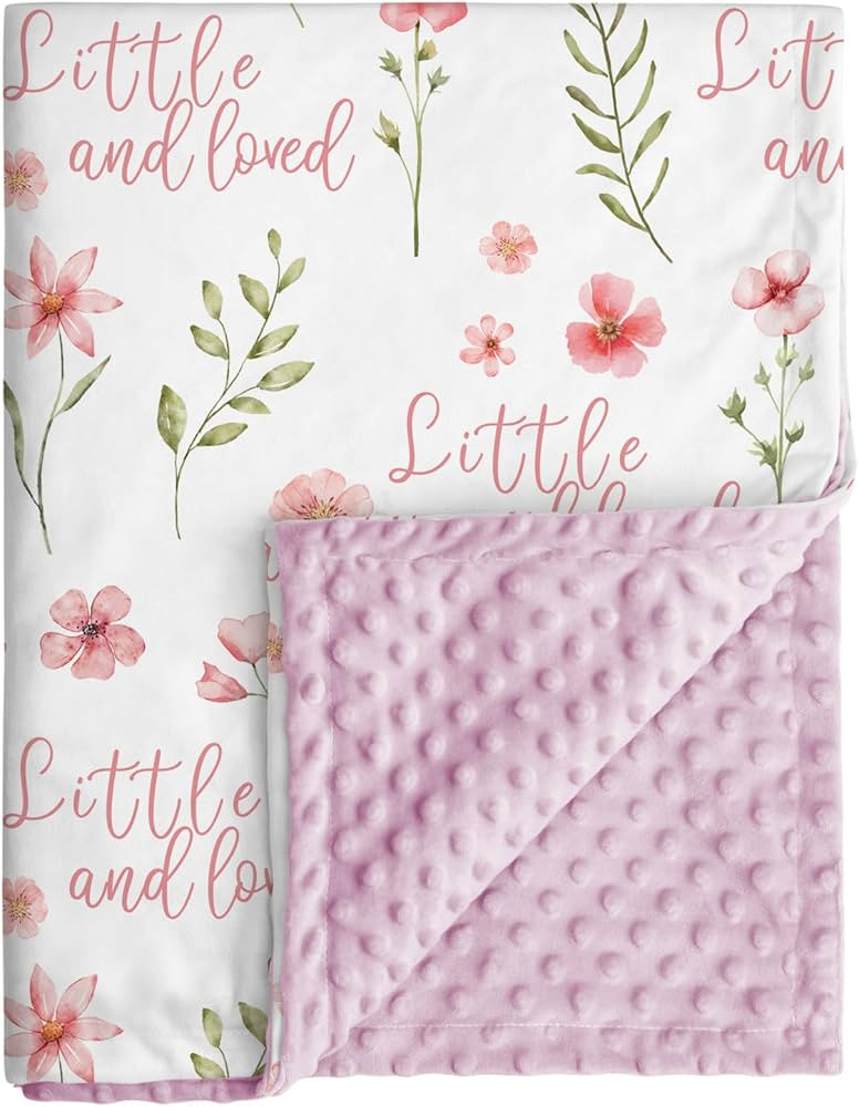 Floral Baby Blankets for Girls - Super Soft Nursery Minky Blanket, Newborn Baby Blanket with Doub... | Amazon (US)