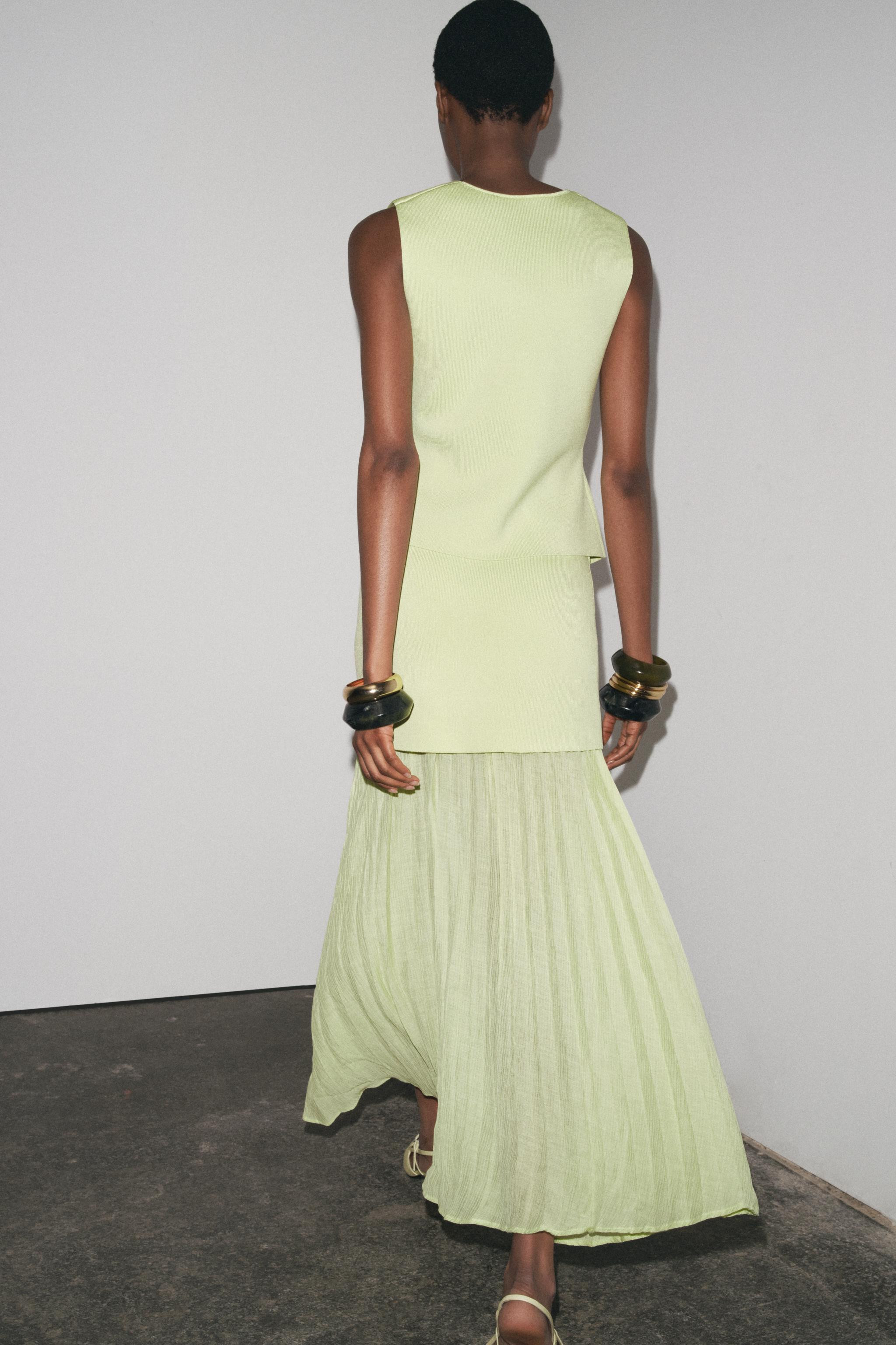 COMBINED PLEATED KNIT SKIRT | Zara UK