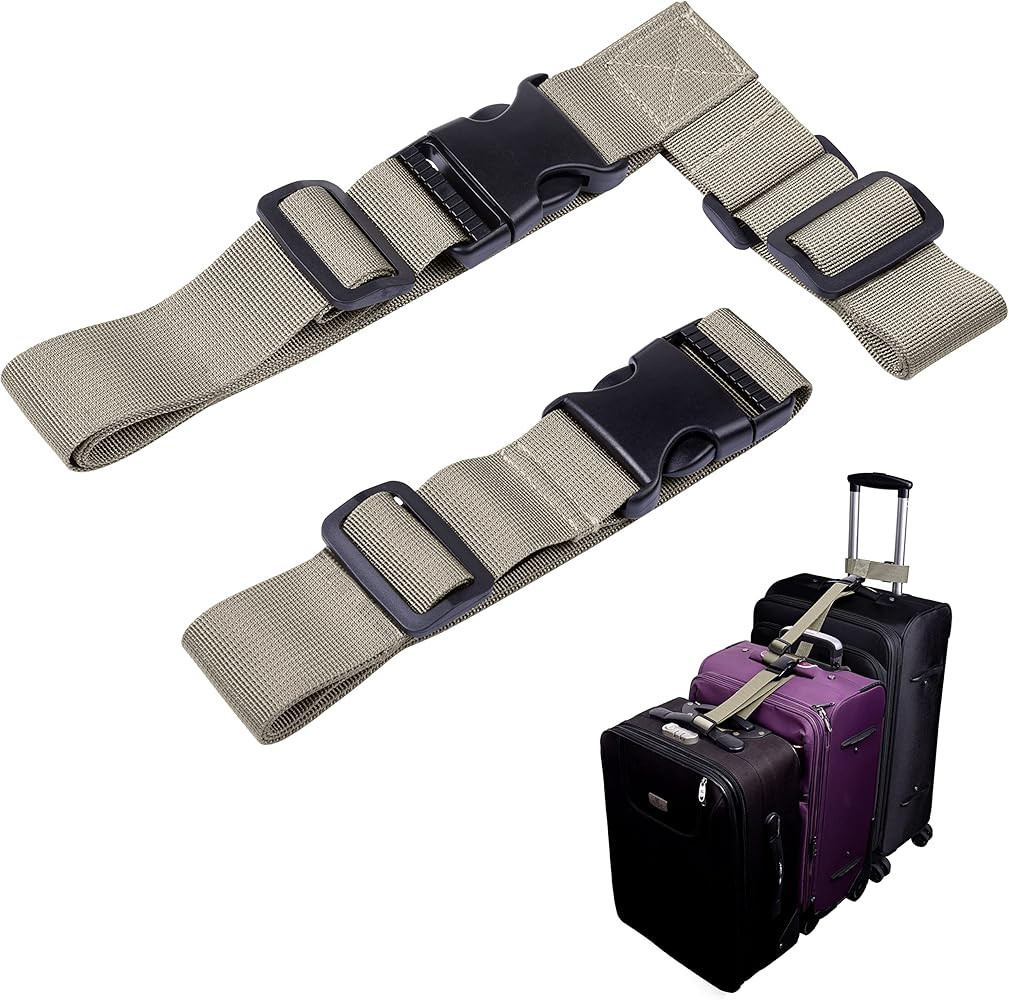 Wisdompro 2 Pcs Add a Bag Luggage Strap, Heavy Duty Adjustable Suitcase Belt Travel Attachment Tr... | Amazon (US)