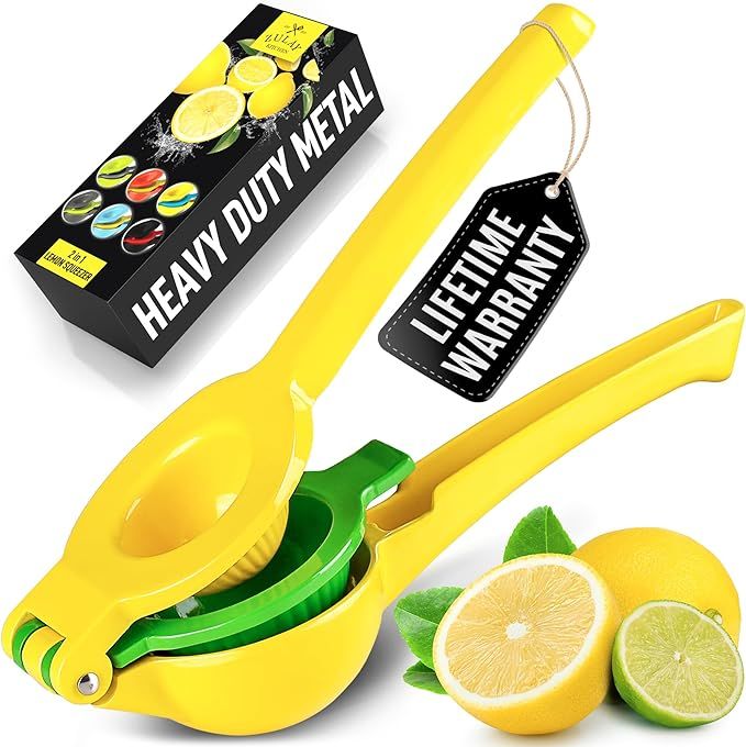 Zulay Metal 2-In-1 Lemon Squeezer Manual - Sturdy, Max Extraction Hand Juicer Lemon Squeezer Gets... | Amazon (US)