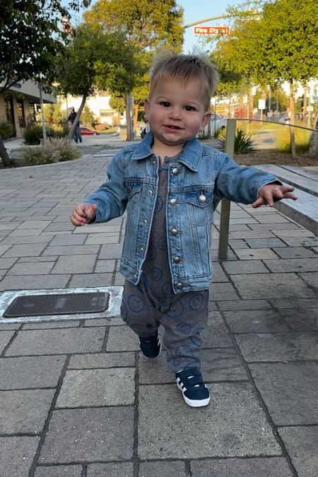 Toddler boy OOTD! Love this one so much 💙 B is wearing a 12-18M in the romper, 18-24M in the jacket and a 5 in shoes 👟 

#LTKsalealert #LTKbaby #LTKkids