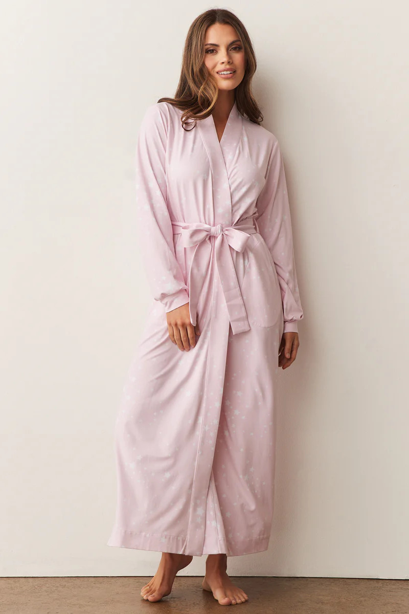 SKYLER BANDED LONG ROBE | PINK STARS | MASONgrey