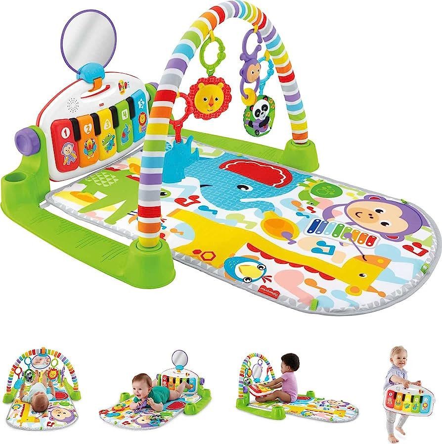 Fisher-Price Deluxe Kick & Play Piano Gym, Baby Activity Playmat With-Toy Piano, Lights, Music An... | Amazon (US)
