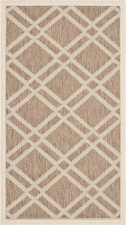 SAFAVIEH Courtyard Collection 2' x 3'7" Brown/Bone CY6923 Trellis Indoor/ Outdoor Waterproof Easy... | Amazon (US)