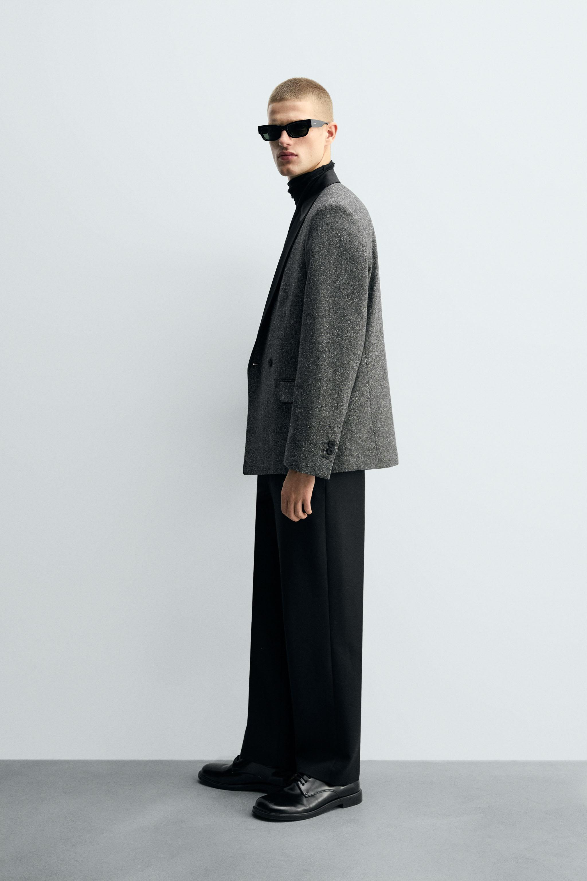 DOUBLE BREASTED CONTRASTING TEXTURED BLAZER | Zara US