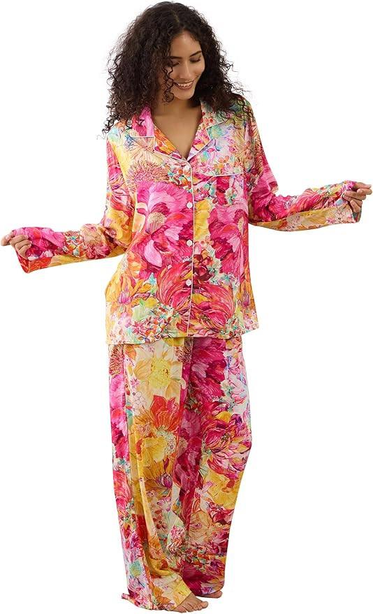 Womens Pajamas Set 2 Piece Long Sleeve Sleepwear Button Down Pjs Lounge Set Nightwear with Pocket... | Amazon (US)