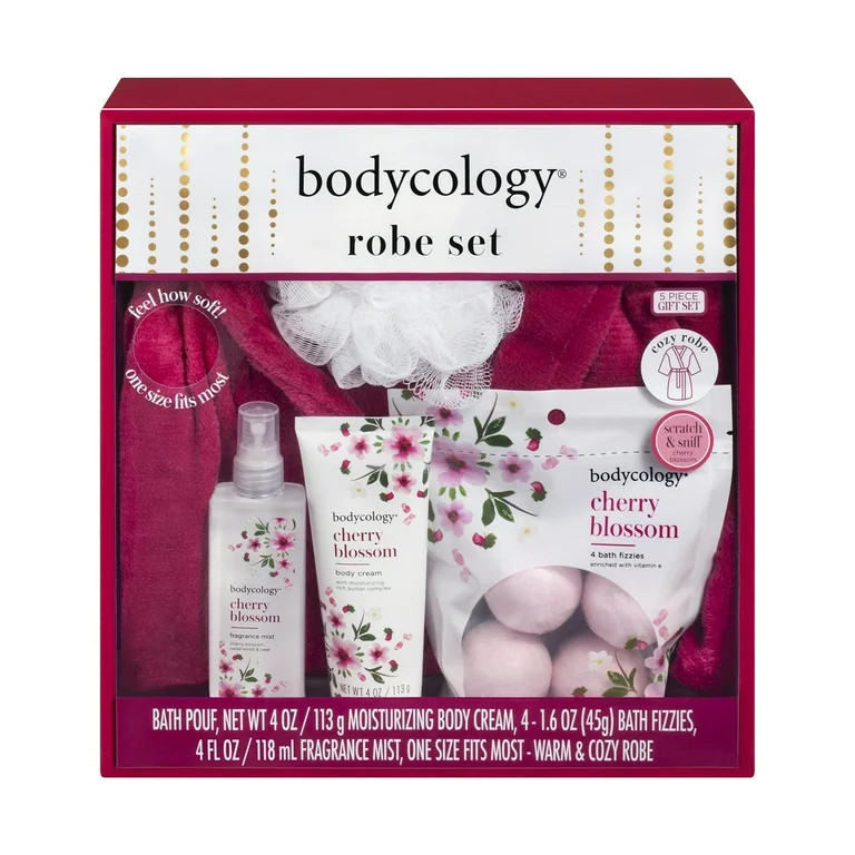 Bodycology Cherry Blossom Bath & Body Set with Robe, 5 Piece - Walmart.com | Walmart (US)