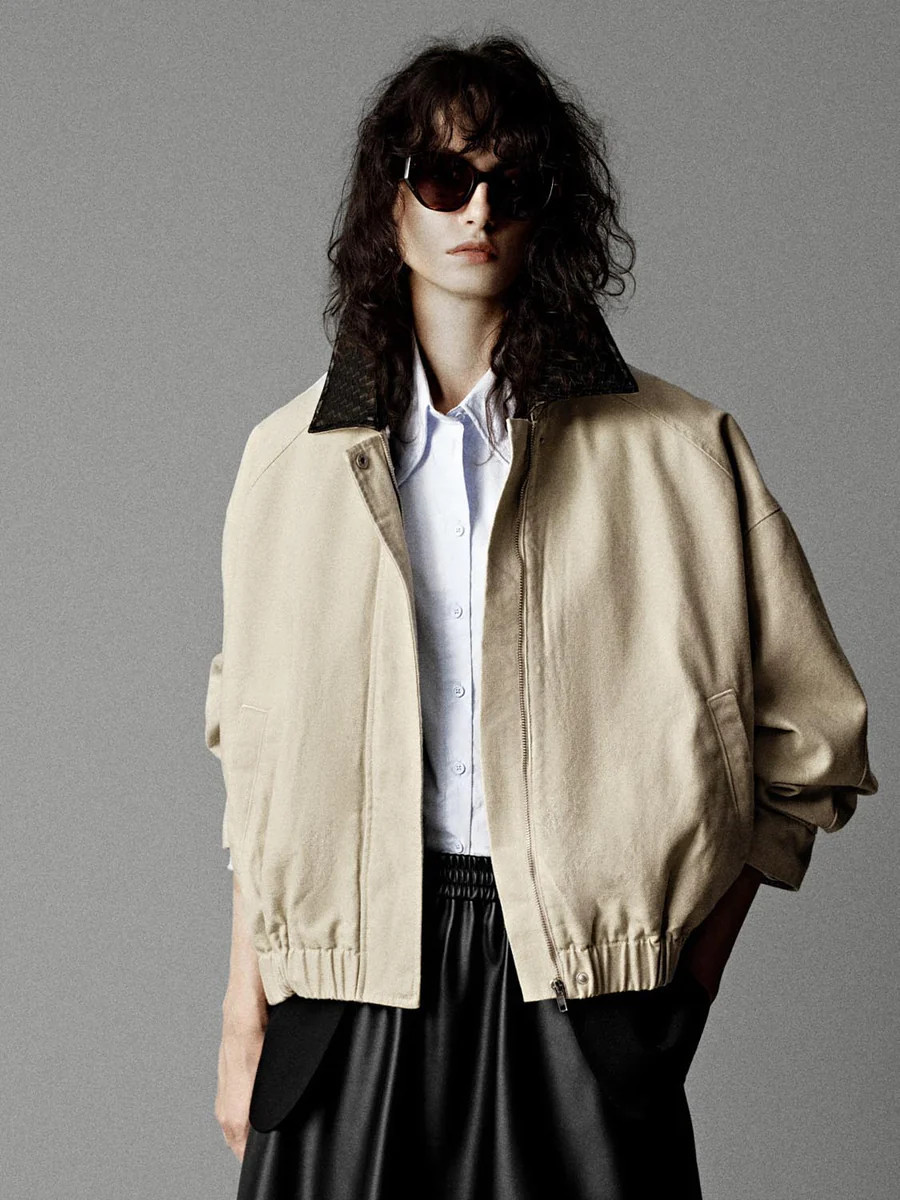 Contrast Collar Denim Bomber Jackets | Urban Revivo