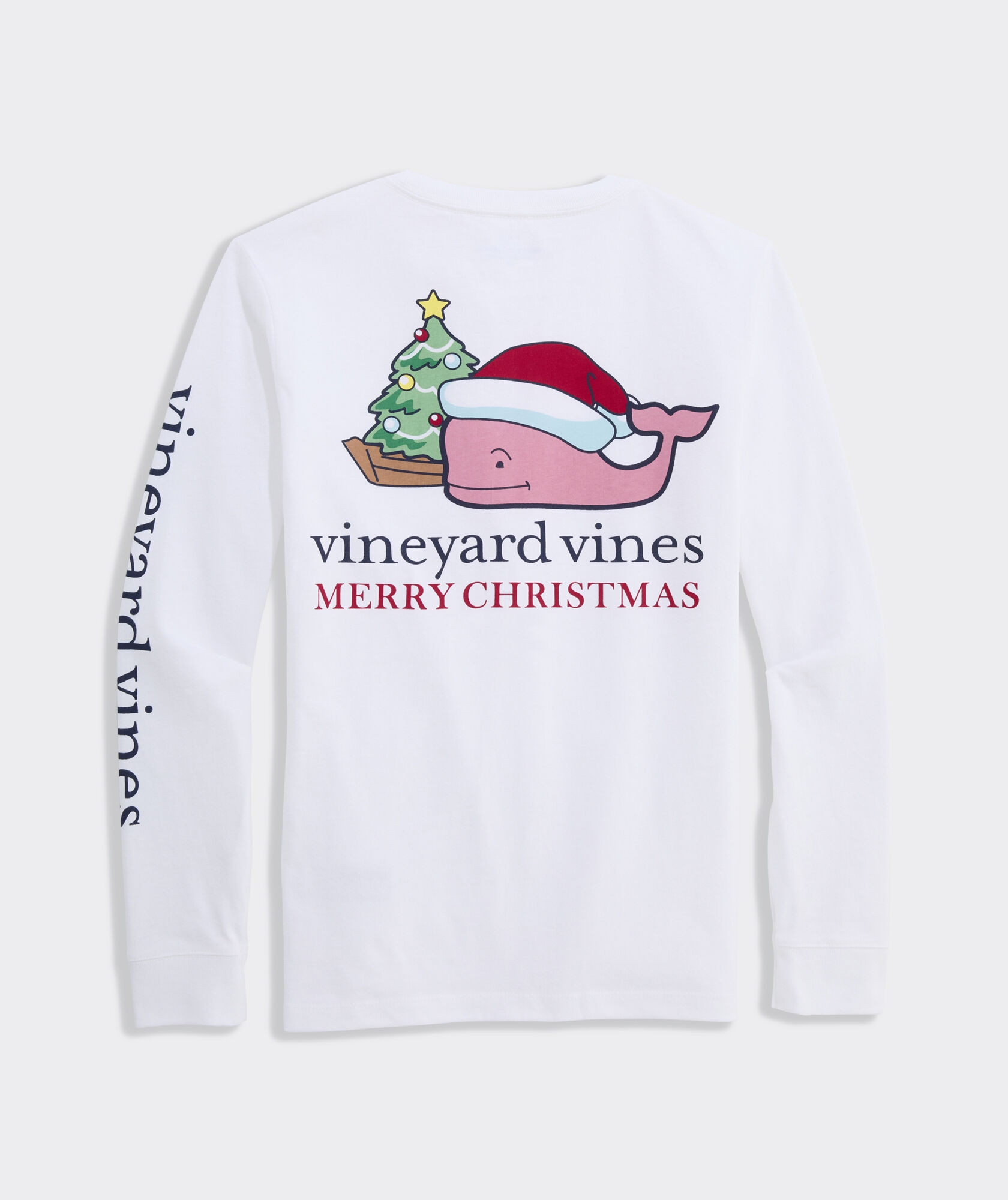 Boys' Santa Whale Tree Ornaments Long-Sleeve Pocket Tee | vineyard vines