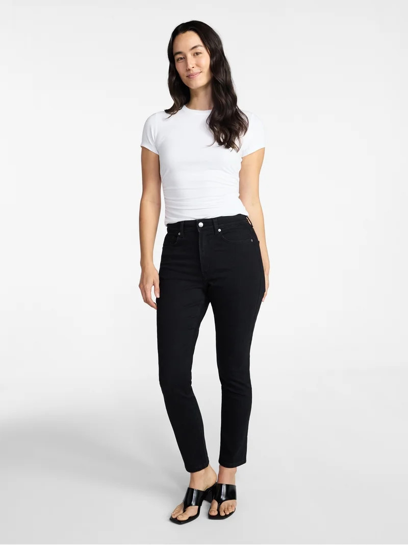 Time and Tru Women’s Ruched Tee with Short Sleeves, Sizes XS-XXXL | Walmart (US)