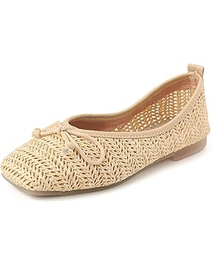 Women’s Flat Shoes Round Toe Slip for Beach Knit Shoes Nature Ventilate | Amazon (US)
