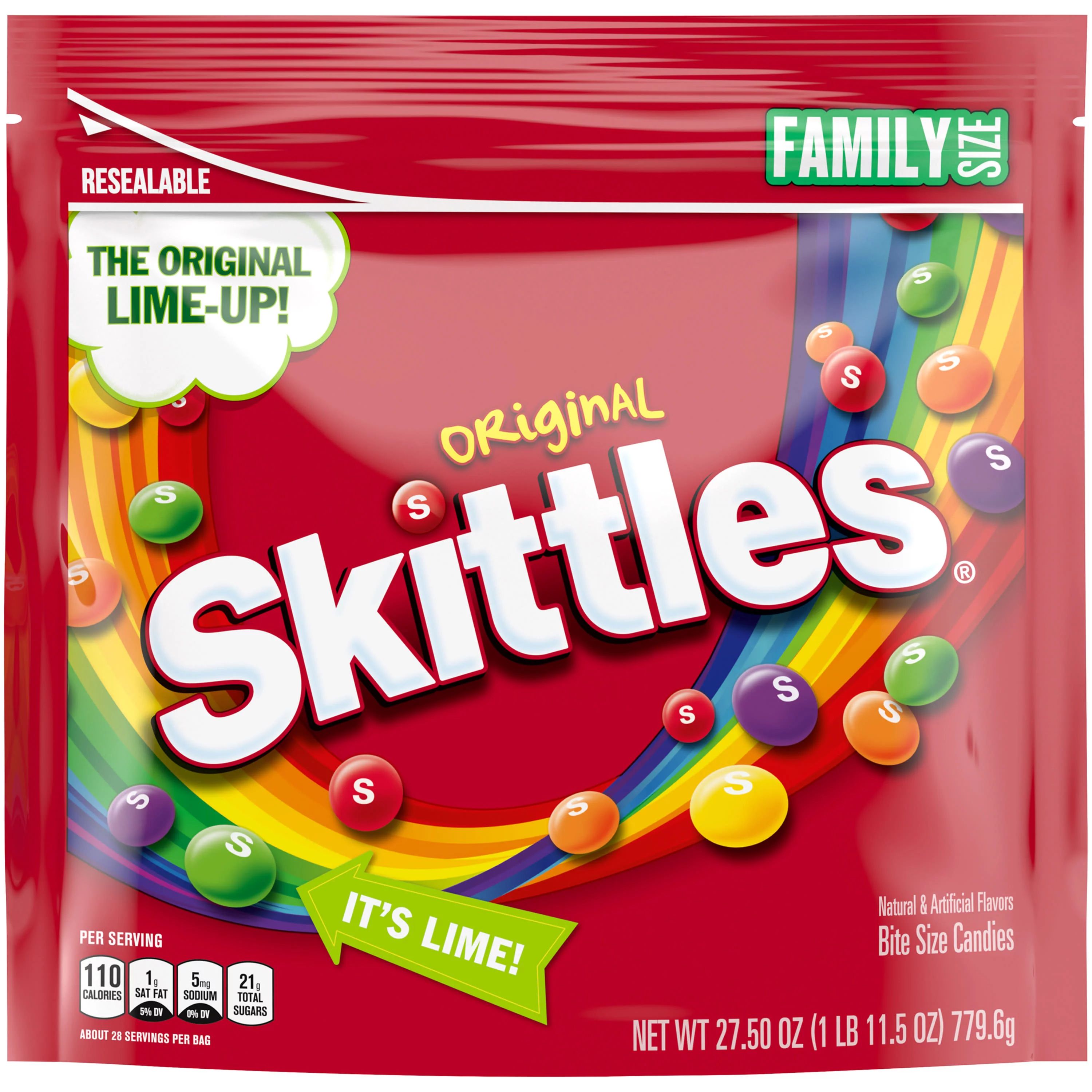 Skittles Original Gummy Candy, Family Size - 27.5 oz Bag - Walmart.com | Walmart (US)
