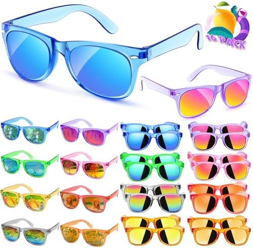 Party Favors Kids Sunglasses Bulk - 16 Packs Neon Sunglasses for Kid Age 3-8, UV400 Protection Pa... | Amazon (US)