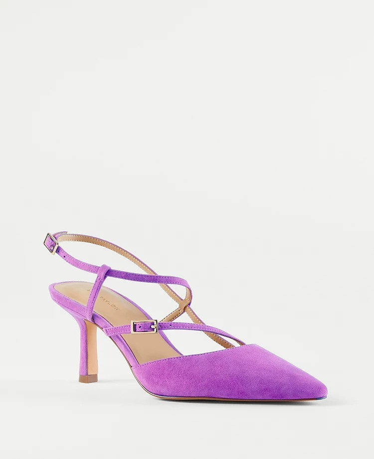 Strappy Asymmetrical Suede Pumps | Ann Taylor (US)