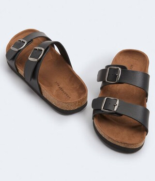 Double-Strap Cork Slide Sandal | Aeropostale