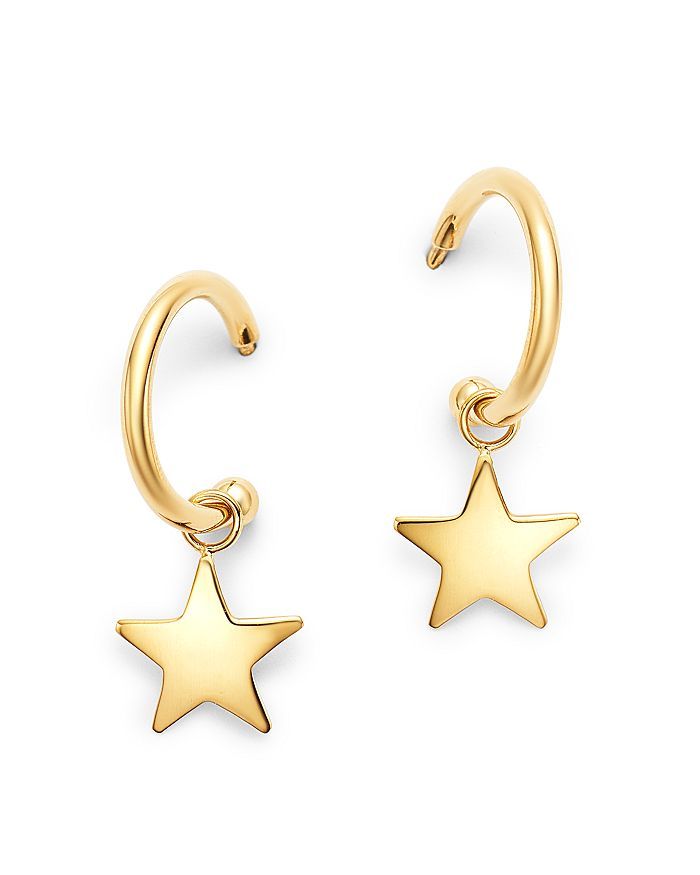 14K Yellow Gold Small Dangling Star Hoop Earrings - 100% Exclusive | Bloomingdale's (US)