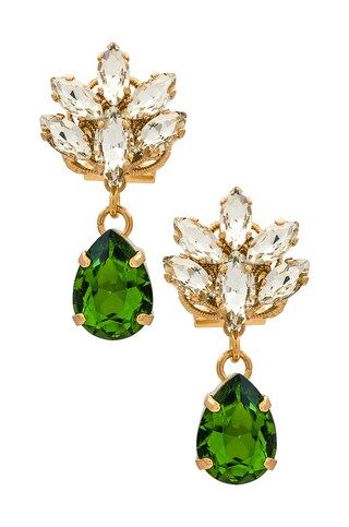 Anton Heunis Mini Drop Pendant Earrings in Green, Crystal, & Gold from Revolve.com | Revolve Clothing (Global)