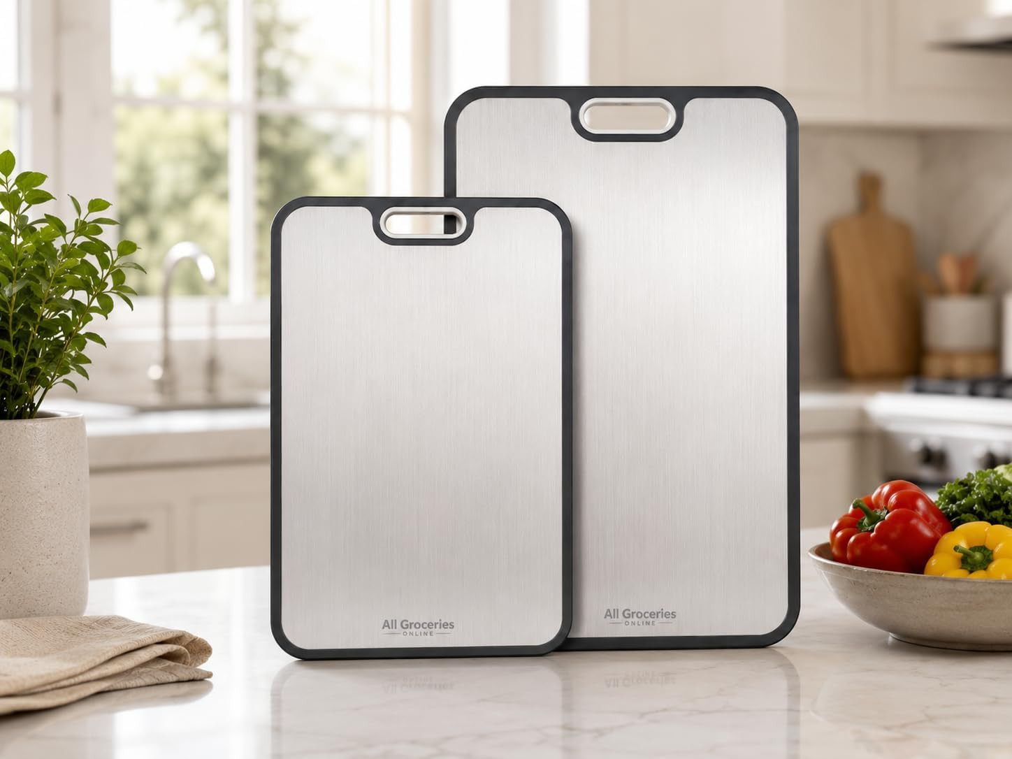 Titanium Cutting Board Set of 2 | Pure Titanium & Wheat Straw PP Boards | Amazon (US)