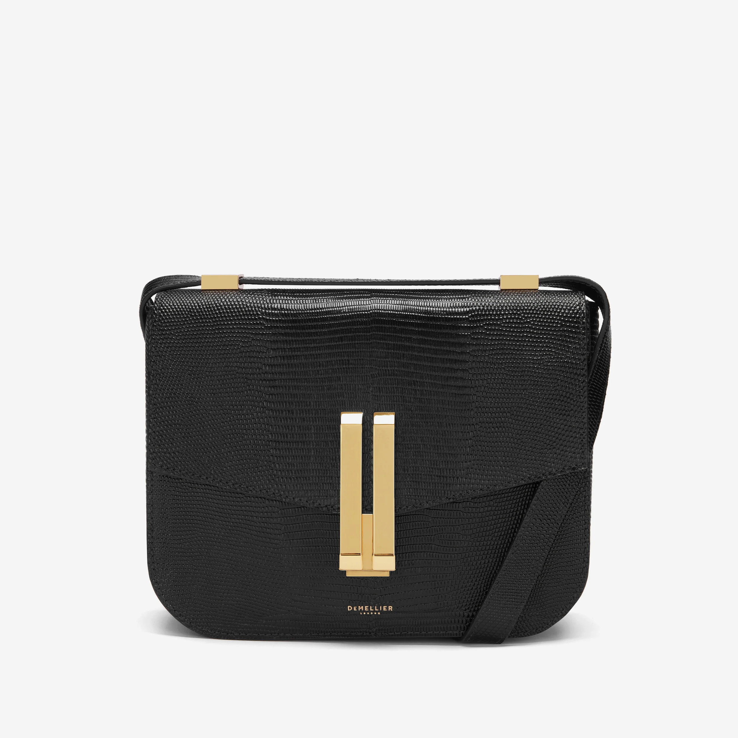 DeMellier The Vancouver in Black Lizard-Effect Leather Crossbody bag | DeMellier