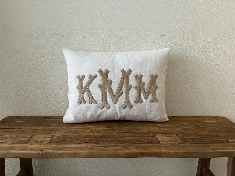 Applique Monogram Pillow Cover/ Applique Pillow/ Wedding - Etsy | Etsy (US)