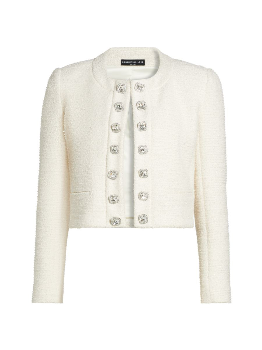 Kaiden Crystal-Embellished Tweed Jacket | Saks Fifth Avenue