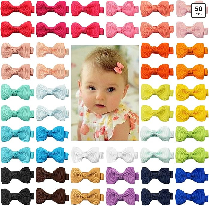 C\u00c9LLOT Baby Hair Clips 50PCS Baby Girls Fully Lined 2" Baby Bows in Pairs | Amazon (US)
