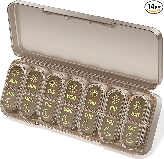 Betife AM PM Pill Organizer 7 Day, Weekly Pill Organizer 2 Times a Day, Daily Pill Box AM PM, Por... | Amazon (US)