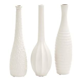 CosmoLiving by Cosmopolitan White Stoneware Modern Decorative Vase (Set of 3)-92562 - The Home De... | The Home Depot