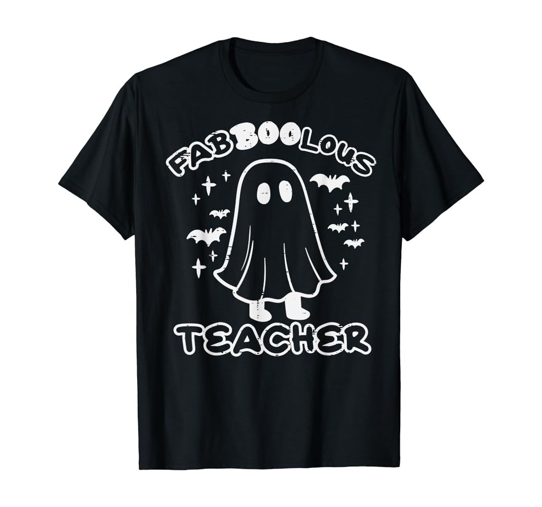Fabboolous Teacher Ghost Retro Halloween Costume Men Women T-Shirt | Amazon (US)