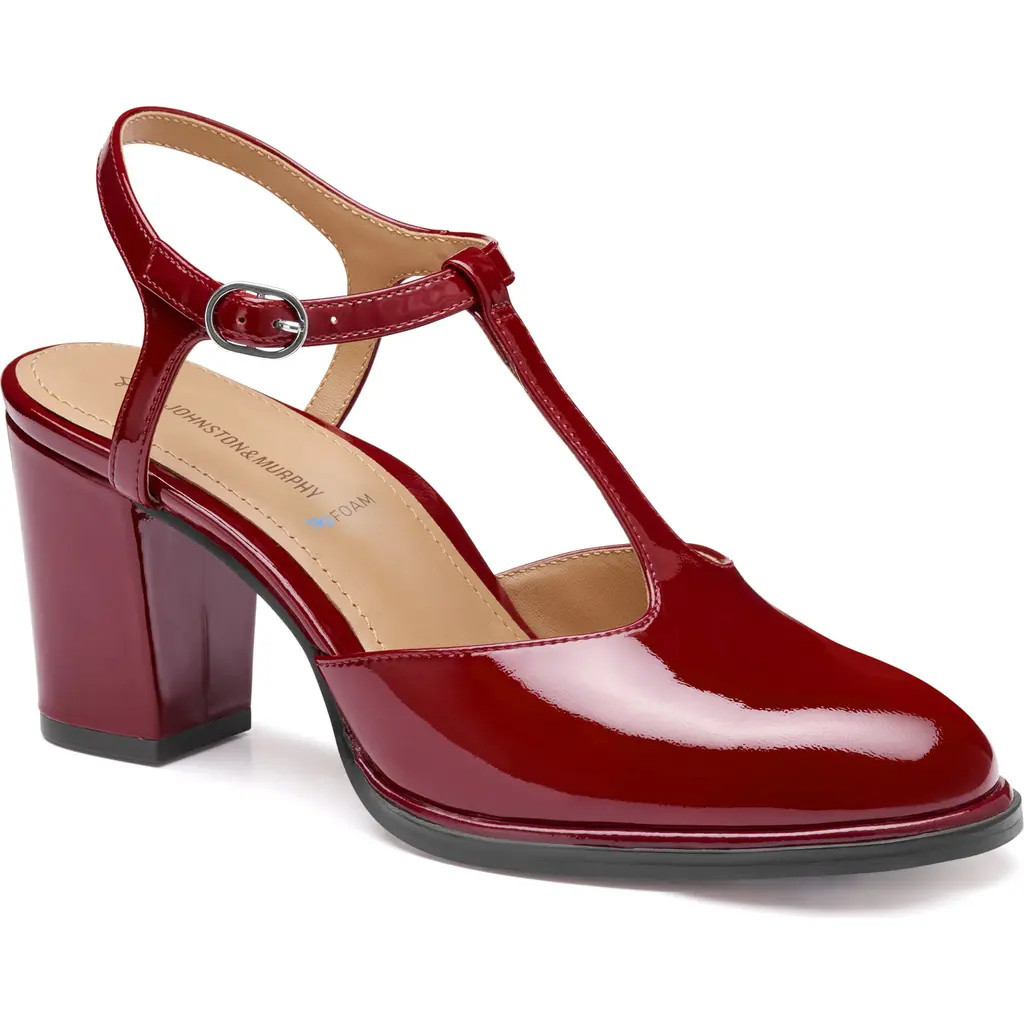 Johnston & Murphy Amy T-Strap Pump in Red Patent Leather at Nordstrom, Size 11 | Nordstrom