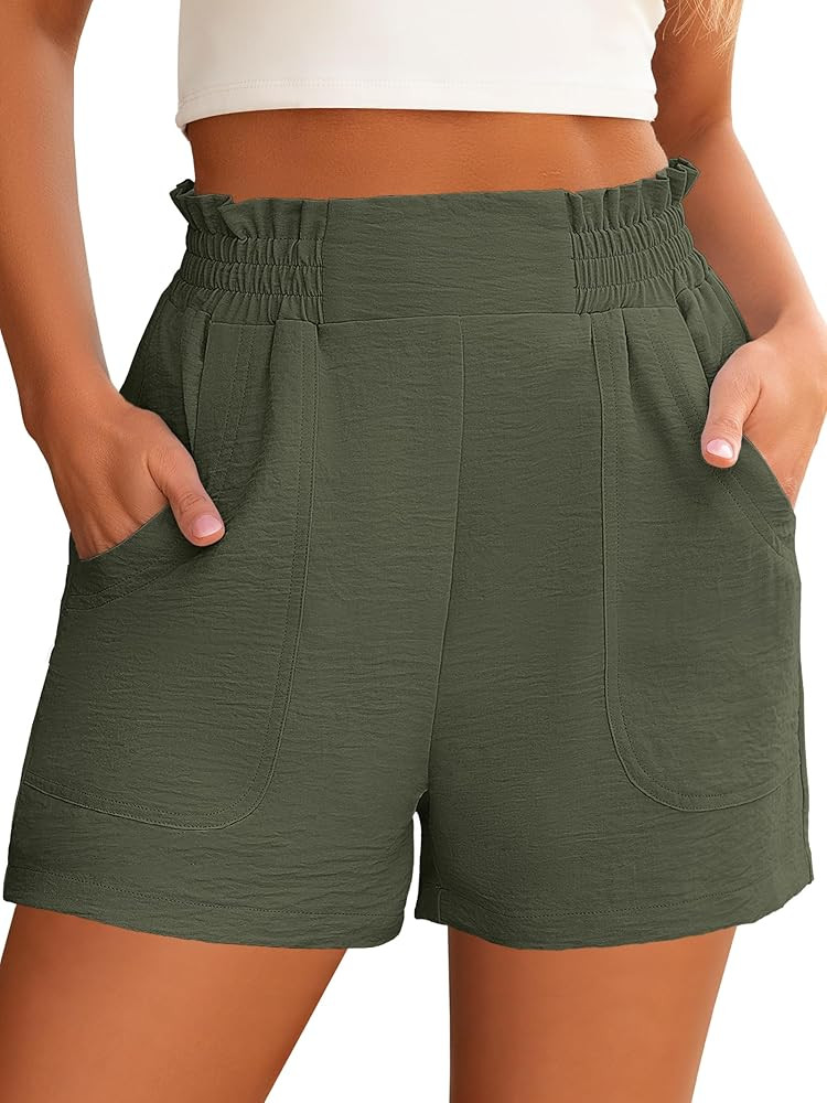 ANRABESS Shorts for Women Summer Casual Elastic High Waisted Wide Leg Cute Dressy 2026 Vacation B... | Amazon (US)