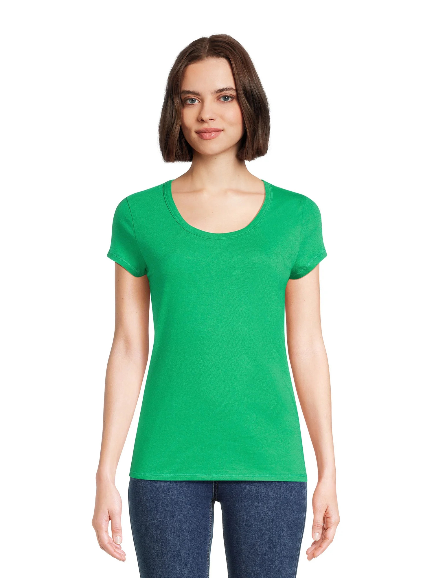 No Boundaries Scoop Neck Tee with Short Sleeves, Women’s and Women’s Plus | Walmart (US)
