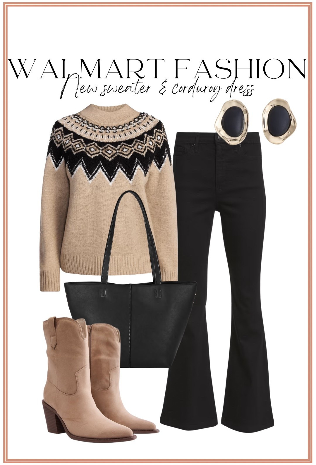 Walmart has the cutest new sweaters right now! 😍 This neutral Fair Isle sweater paired with black pants and western boots makes such a cute, elevated everyday look! I love the mix of classic neutrals with a little western detail. 🤎 Such an easy Walmart outfit to recreate for cooler weather!

#WalmartFashion #WalmartFinds #WalmartStyle #WalmartNewArrivals #WalmartFashionFinds #AffordableFashion #FairIsleSweater #SweaterOutfit #WesternBoots #FallFashion #FallOutfit #CasualChic #WalmartOutfit

#LTKootd #LTKPetite