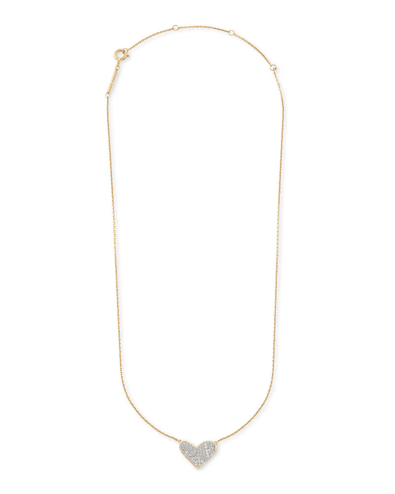 Large Heart 14k Yellow Gold Pendant Necklace in White Diamond | Kendra Scott