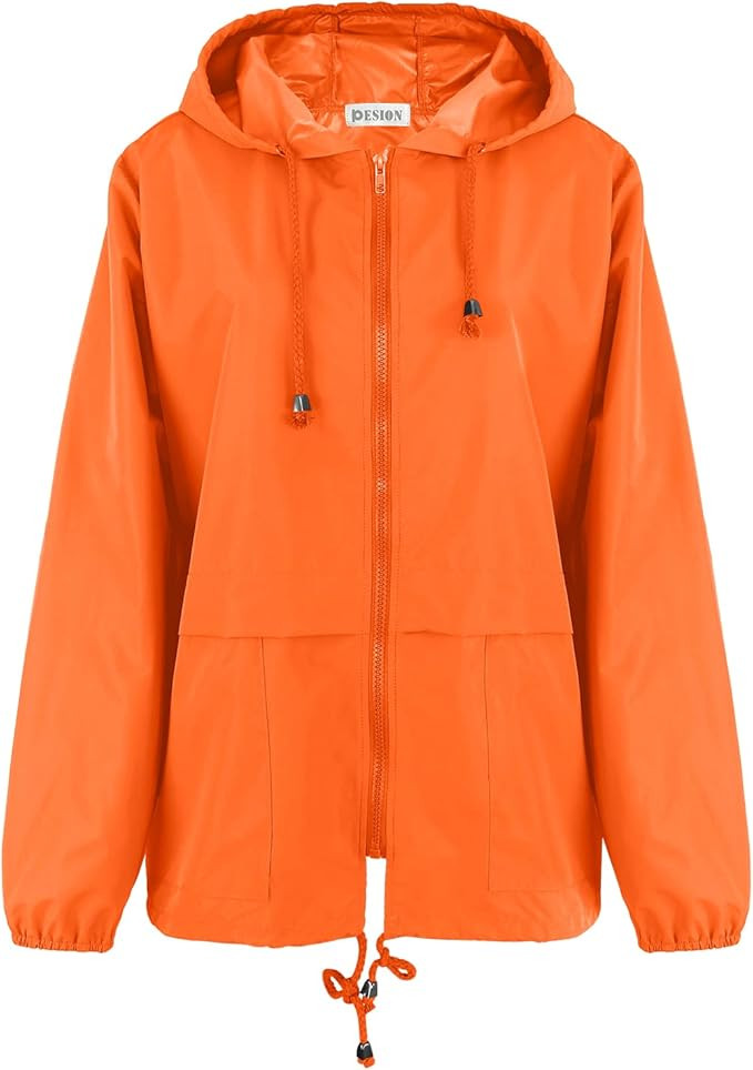 Women's Waterproof Raincoat Lightweight Rain Jacket Hooded Windbreaker With Pockets For Outdoor | Amazon (US)