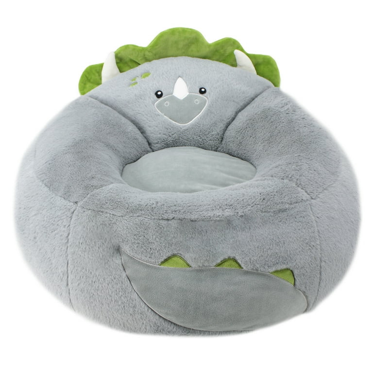 Your Zone Kids Soft Plush Dinosaur Bean Bag Chair, Grey | Walmart (US)