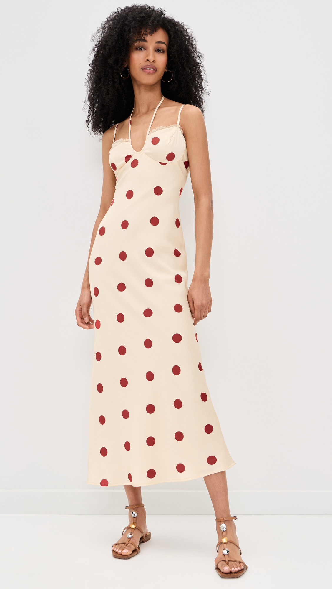 Bailey Rose Polka Dot Midi Dress Cream L | Shopbop