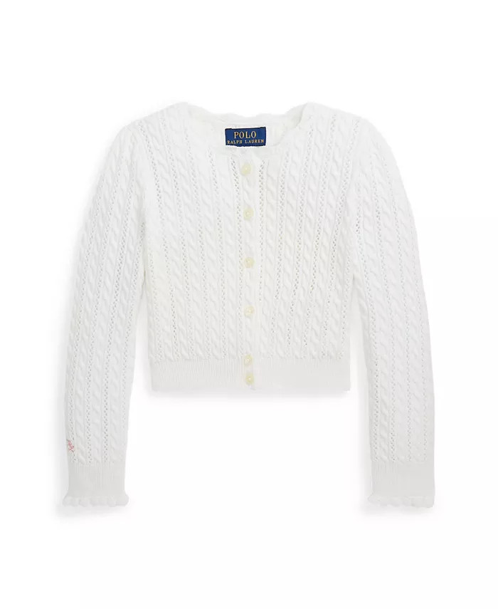 Polo Ralph Lauren Toddler and Little Girls Pointelle-Knit Cotton Cardigan Sweater - Macy's | Macy's