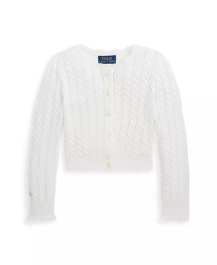 Polo Ralph Lauren Toddler and Little Girls Pointelle-Knit Cotton Cardigan Sweater - Macy's | Macy's
